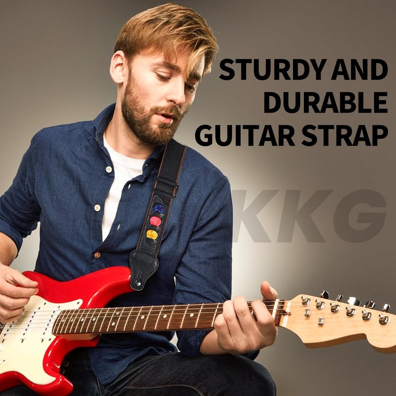 KKG Guitar Wall Mount 1pack Wood Hanger,and Guitar Strap 1pack with Guitar Pick and Strap Button Accessories for Safe Storage and Display for Acoustic Electric Guitar Bass Banjo Mandolin - Image 5